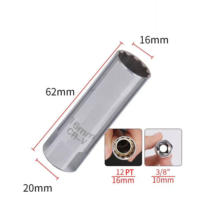 Bougiedop 3/8"*16*63 -12pt